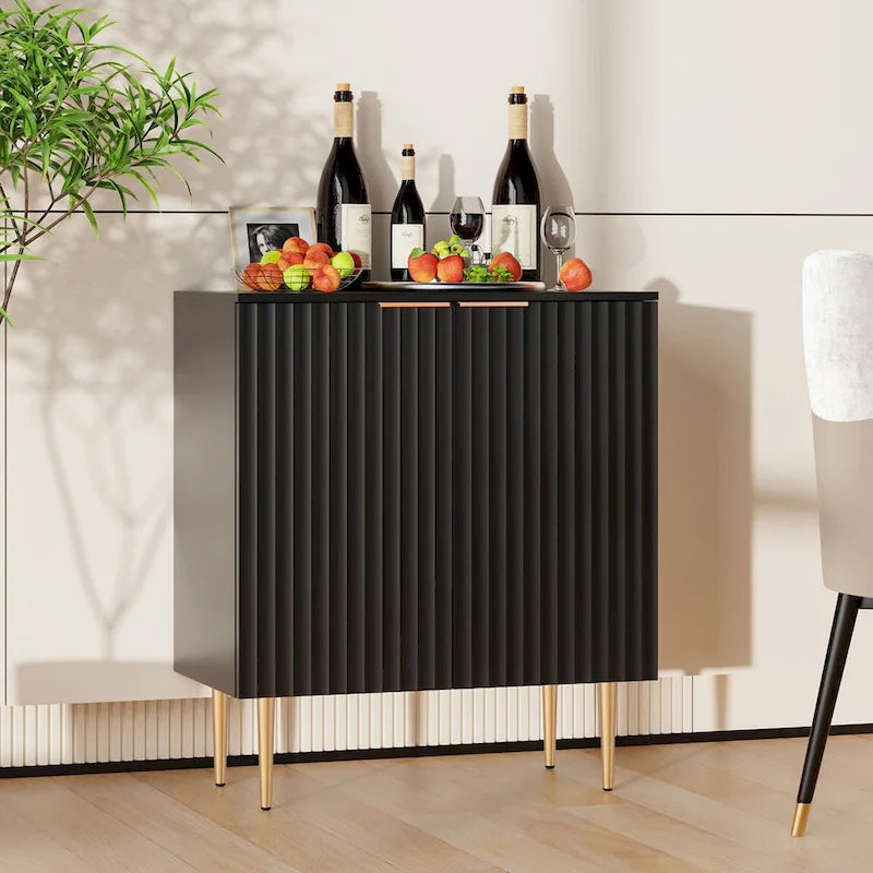 Credenza Buffet Mobile Contenitore Set da 2 con Scaffali Regolabili