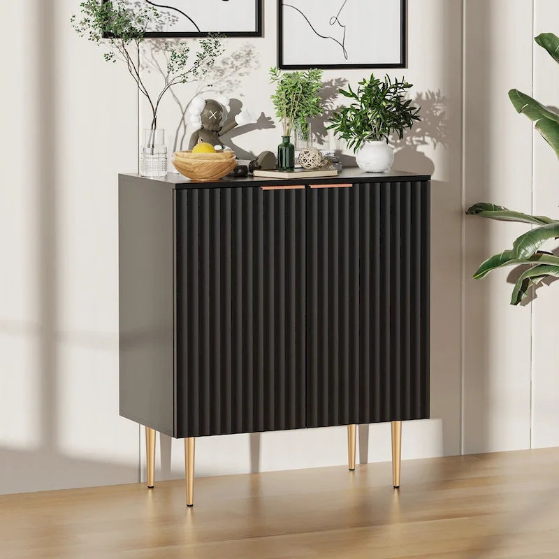Credenza Buffet Mobile Contenitore Set da 2 con Scaffali Regolabili