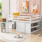 Letto a soppalco full size con scrivania estraibile e 3 cassetti