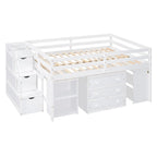 Letto a soppalco full size con scrivania estraibile e 3 cassetti
