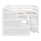 Letto a soppalco full size con scrivania estraibile e 3 cassetti