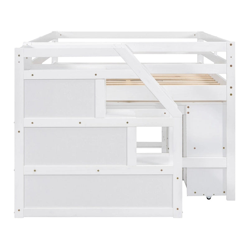 Letto a soppalco full size con scrivania estraibile e 3 cassetti