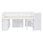 Letto a soppalco full size con scrivania estraibile e 3 cassetti