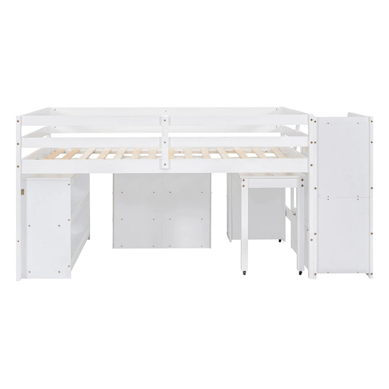 Letto a soppalco full size con scrivania estraibile e 3 cassetti