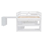 Letto a soppalco full size con scrivania estraibile e 3 cassetti