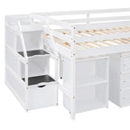 Letto a soppalco full size con scrivania estraibile e 3 cassetti