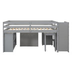 Letto a soppalco full size con scrivania estraibile e 3 cassetti
