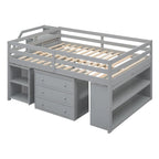 Letto a soppalco full size con scrivania estraibile e 3 cassetti