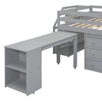 Letto a soppalco full size con scrivania estraibile e 3 cassetti