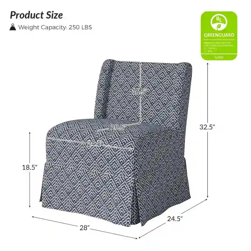 Poltroncina imbottita senza braccioli con fodera lavabile e gambe in legno massello