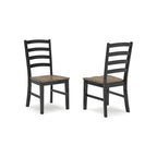 Sedia da pranzo Modern Farmhouse con schienale a pioli - bicolore marrone e nero, set da 2