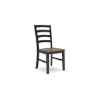 Sedia da pranzo Modern Farmhouse con schienale a pioli - bicolore marrone e nero, set da 2