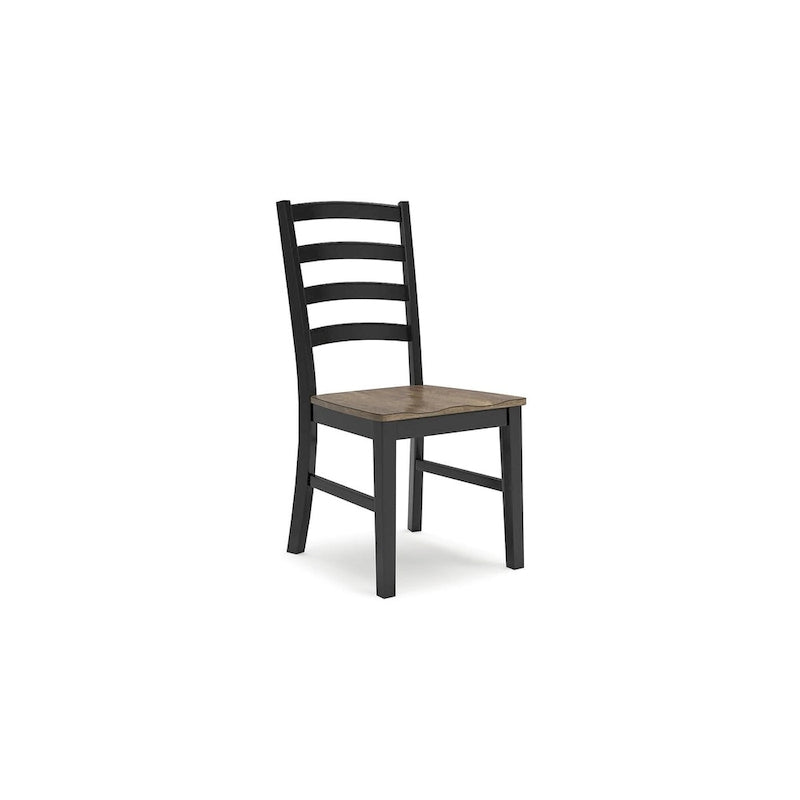 Sedia da pranzo Modern Farmhouse con schienale a pioli - bicolore marrone e nero, set da 2