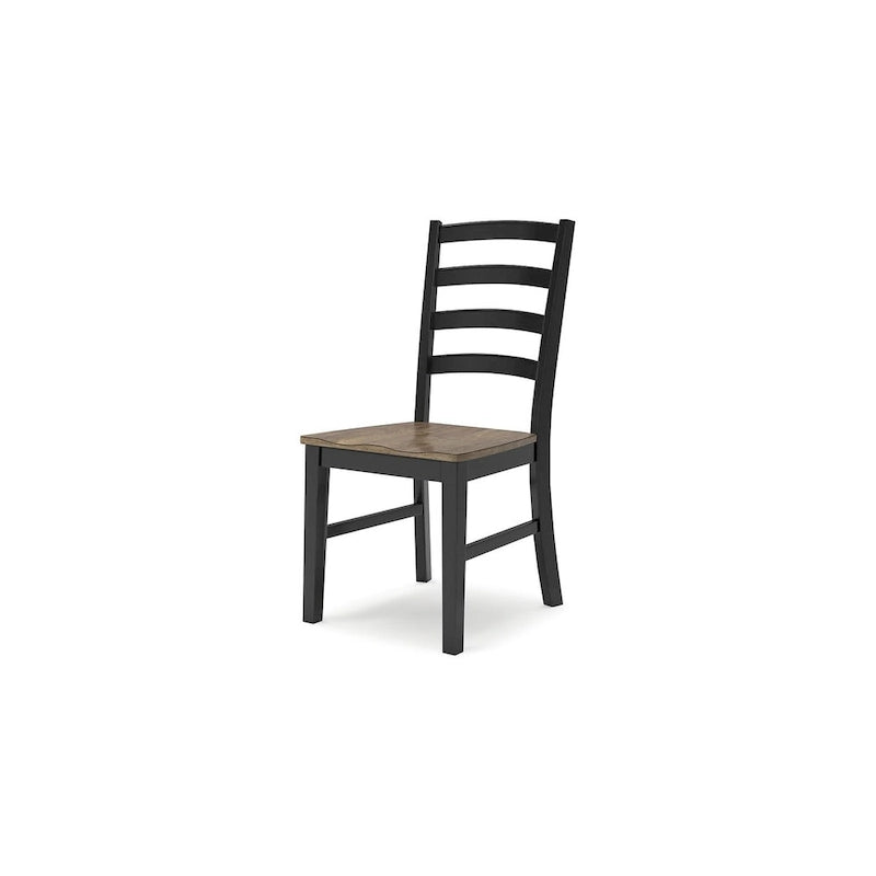 Sedia da pranzo Modern Farmhouse con schienale a pioli - bicolore marrone e nero, set da 2