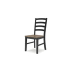 Sedia da pranzo Modern Farmhouse con schienale a pioli - bicolore marrone e nero, set da 2