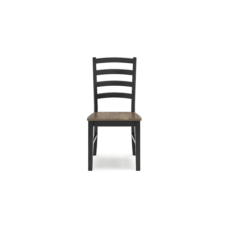 Sedia da pranzo Modern Farmhouse con schienale a pioli - bicolore marrone e nero, set da 2