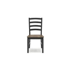 Sedia da pranzo Modern Farmhouse con schienale a pioli - bicolore marrone e nero, set da 2