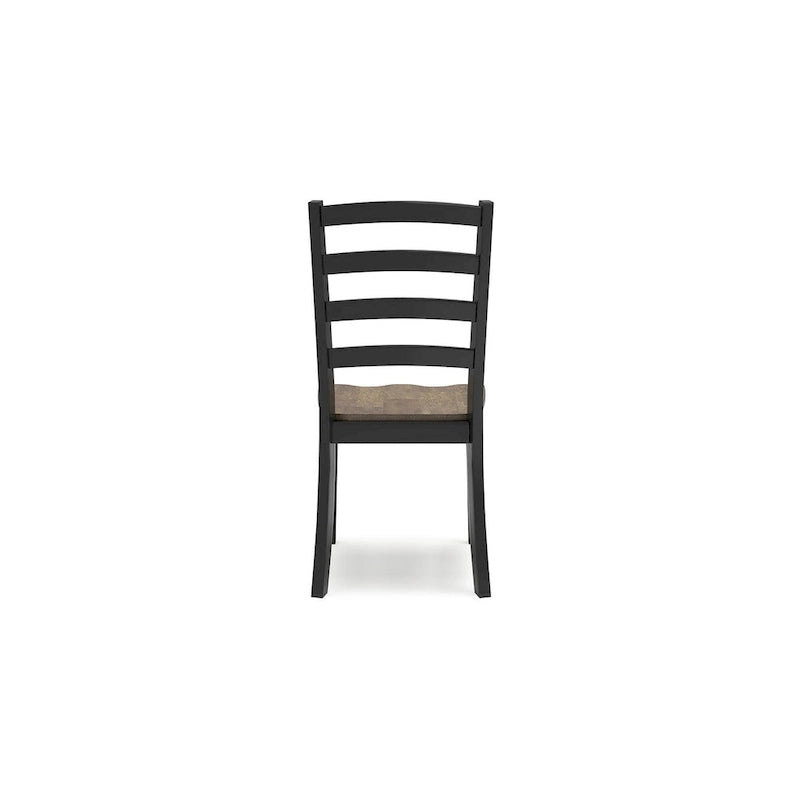 Sedia da pranzo Modern Farmhouse con schienale a pioli - bicolore marrone e nero, set da 2