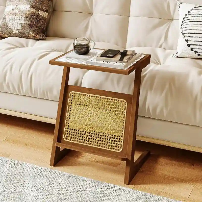 Z Shape Mid Century Modern End Table - 14D x 18W x 22H
