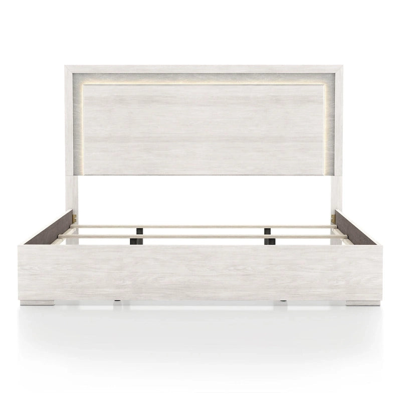 Letto a pannelli bicolore con testiera a LED