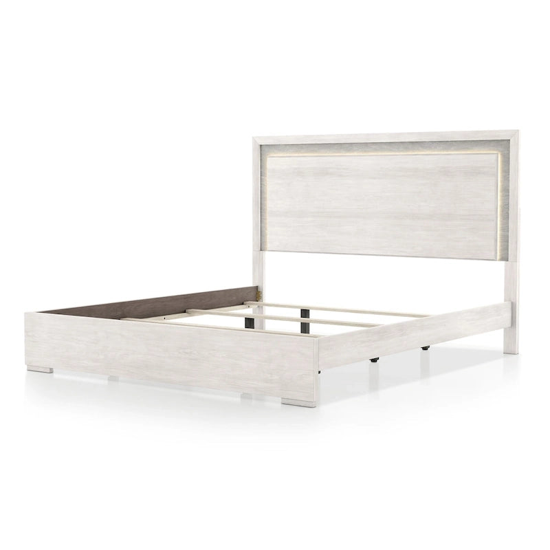 Letto a pannelli bicolore con testiera a LED