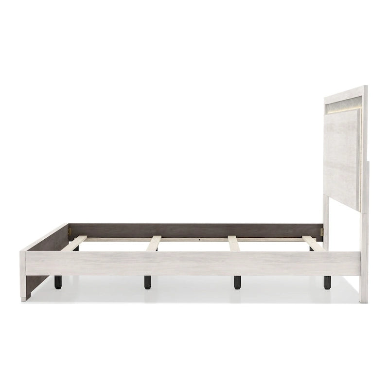 Letto a pannelli bicolore con testiera a LED