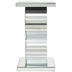 Tavolino rotondo a specchio con base a cerchi impilati, argento, 15,7" x 28"H