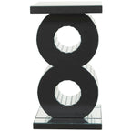 Tavolino rotondo a specchio con base a cerchi impilati, argento, 15,7" x 28"H