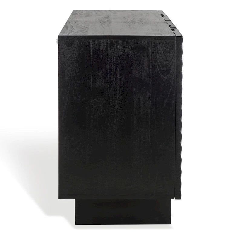 Cassettiera a 4 Ante in Legno di Acacia con Rilievo Geometrico, 172.72cm L x 45.72cm P x 76.2cm H