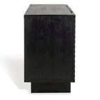 Cassettiera a 4 Ante in Legno di Acacia con Rilievo Geometrico, 172.72cm L x 45.72cm P x 76.2cm H