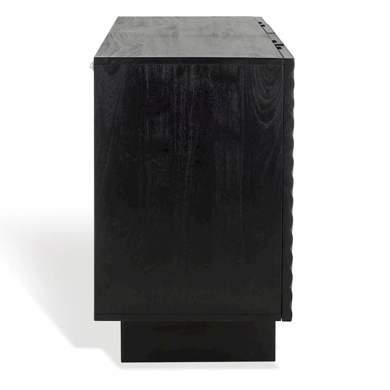 Cassettiera a 4 Ante in Legno di Acacia con Rilievo Geometrico, 172.72cm L x 45.72cm P x 76.2cm H