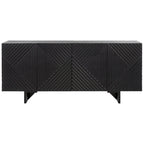 Cassettiera a 4 Ante in Legno di Acacia con Rilievo Geometrico, 172.72cm L x 45.72cm P x 76.2cm H