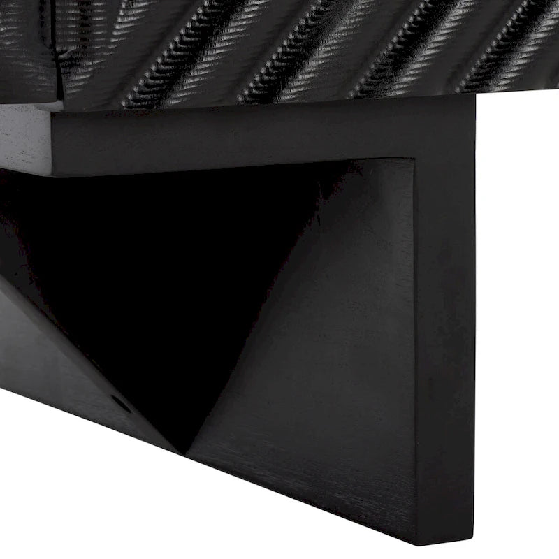 Cassettiera a 4 Ante in Legno di Acacia con Rilievo Geometrico, 172.72cm L x 45.72cm P x 76.2cm H