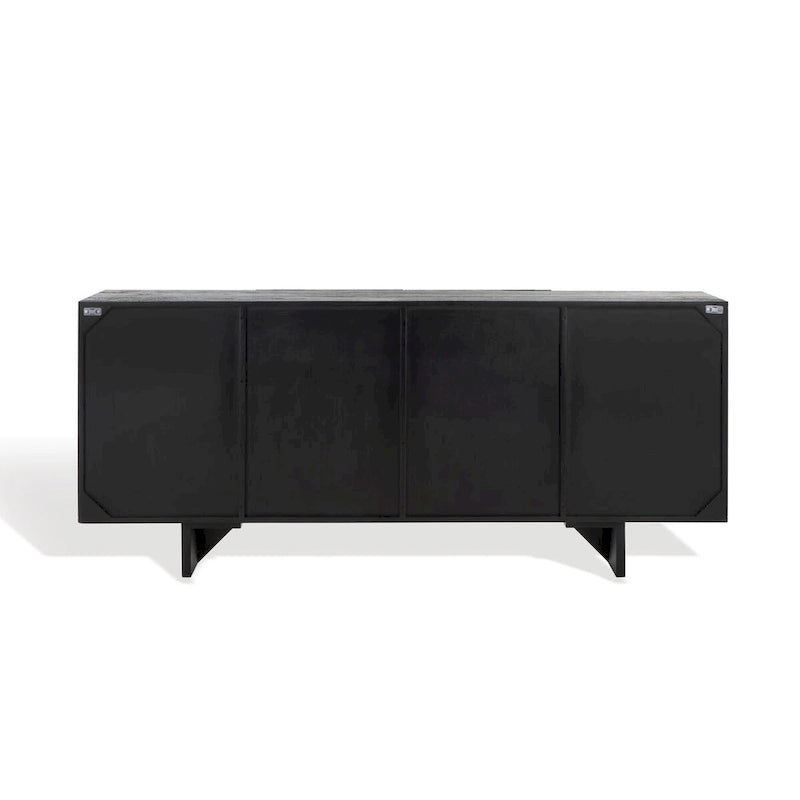 Cassettiera a 4 Ante in Legno di Acacia con Rilievo Geometrico, 172.72cm L x 45.72cm P x 76.2cm H