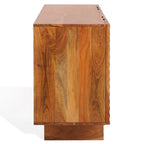 Cassettiera a 4 Ante in Legno di Acacia con Rilievo Geometrico, 172.72cm L x 45.72cm P x 76.2cm H